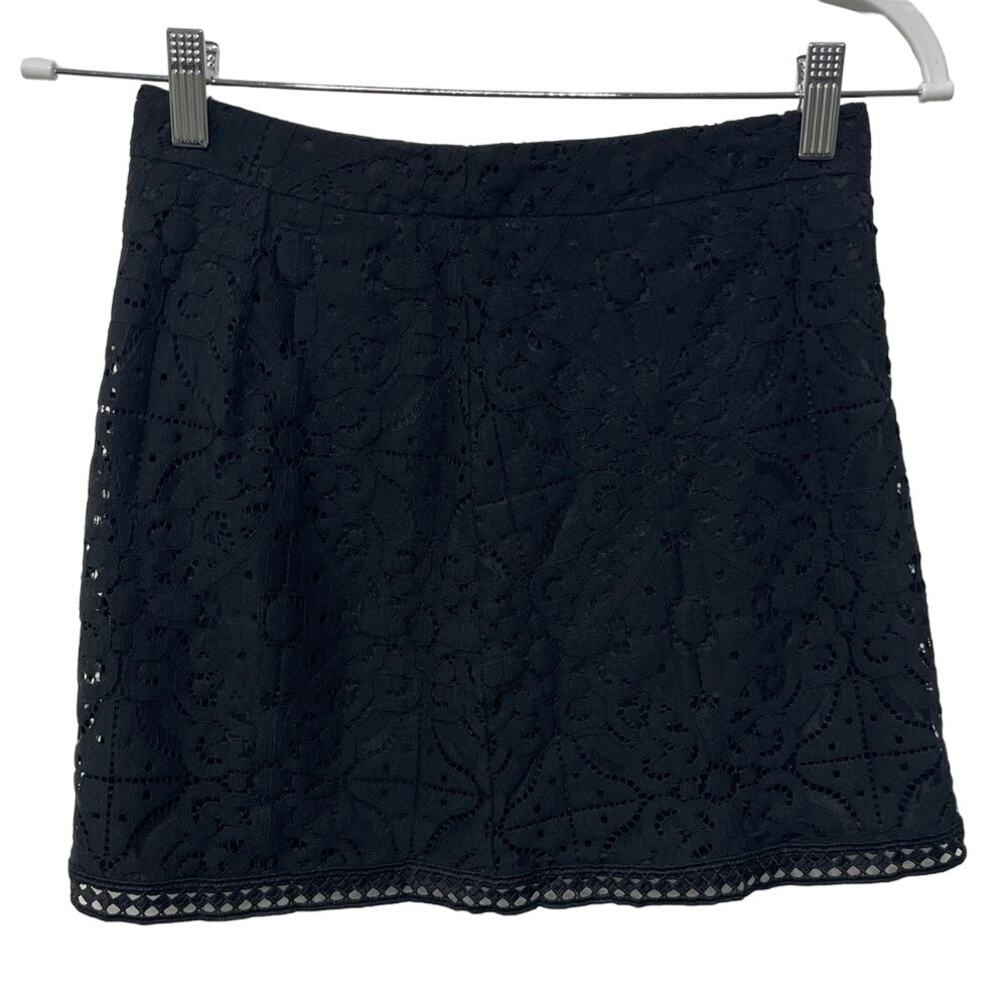 Forever 21 Lace A-Line Mini‎ Skirt Pull On High Waisted Black Witchy Goth Punk S